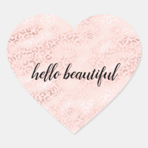 Girly Pink Glam Leopard Print Ombre Heart Sticker