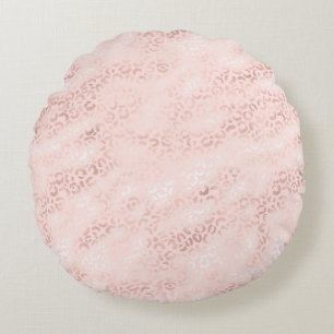 Girly Pink Glam Leopard Print Ombre Round Cushion