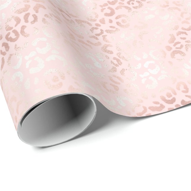 Girly Pink Glam Leopard Print Ombre Wrapping Paper (Roll Corner)