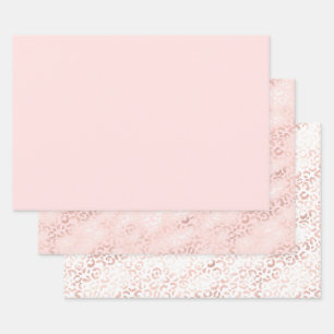 Girly Pink Glam Leopard Print Ombre Wrapping Paper Sheet