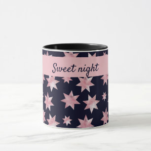 Girly pink glam stars on blue personalised custom mug