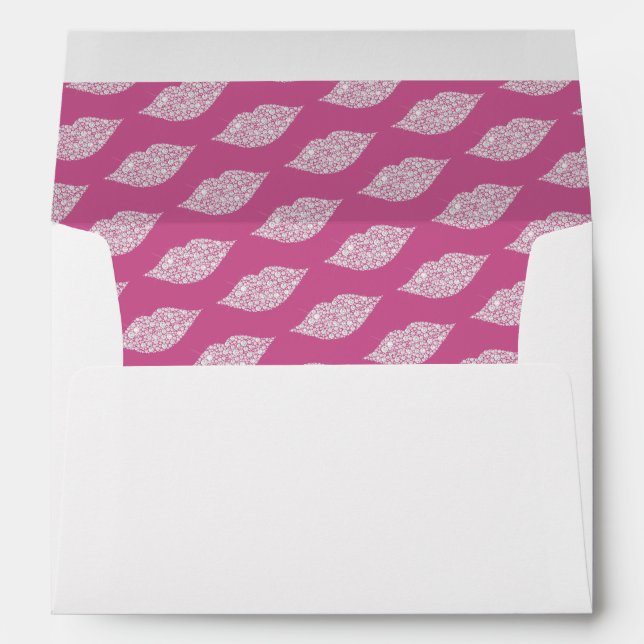 Girly Pink Glam White Diamond Lips Envelope (Back (Bottom))