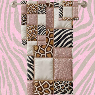Girly Pink Glitter African Animal Print Towel Set