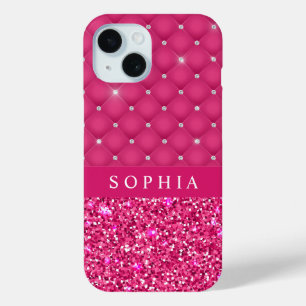Girly Pink Glitter and Diamonds Personalised  Case