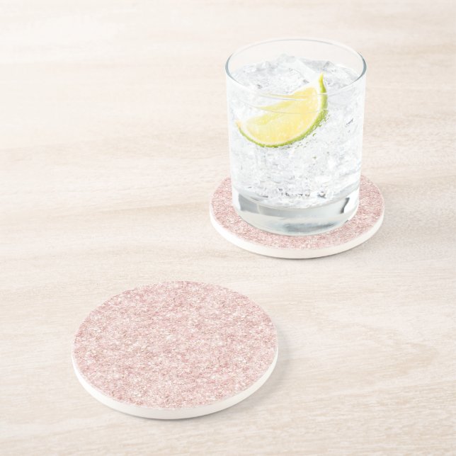 Girly Pink Glitter Birthday Coaster (Side)