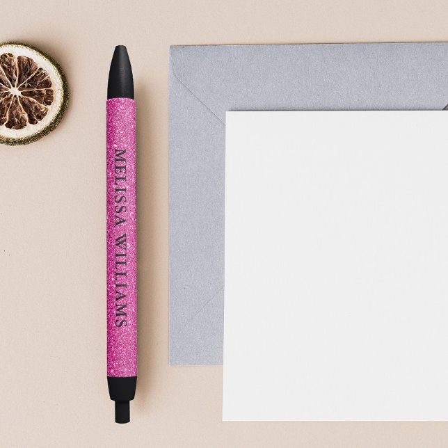 Girly Pink Glitter Black Ink Pen (Creator Uploaded)
