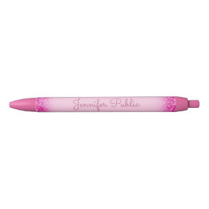 Girly Pink Glitter Calligraphy Script Template Black Ink Pen