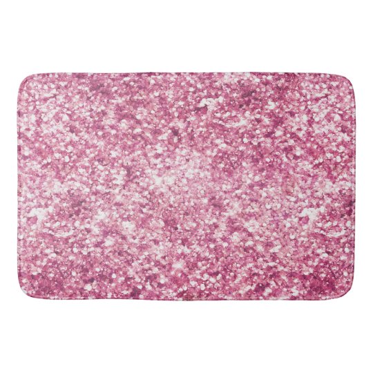 Girly Pink Glitter Confetti Bath Mat Zazzle.co.uk
