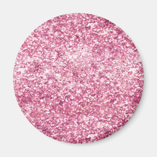 Girly Pink Glitter Confetti Magnet (Front)