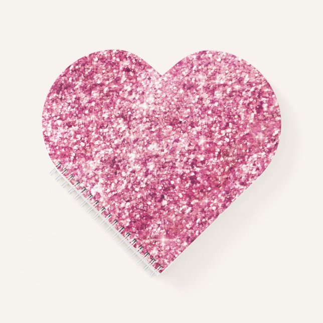 Girly Pink Glitter Confetti Notebook (Front)
