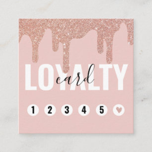 Girly Pink Glitter Drip Business Loyalty Card