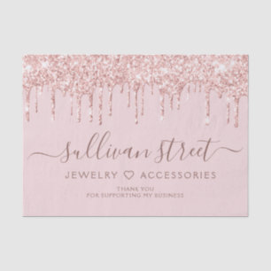 Girly Pink Glitter Drip Small Business Tissue Paper