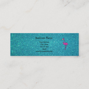Girly Pink glitter flamingo turquoise glitter Mini Business Card