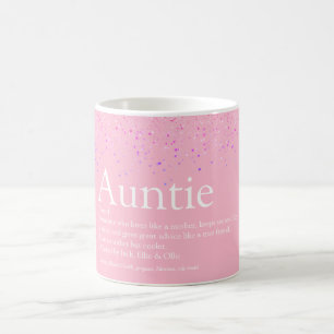 Girly Pink Glitter Fun Best Aunt Auntie Definition Coffee Mug
