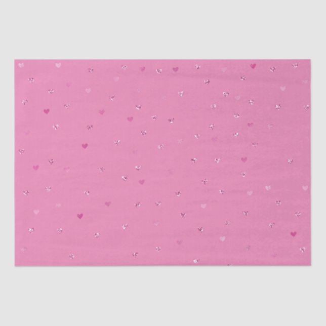 Girly Pink Glitter Glam Hearts Tissue Paper (Front)