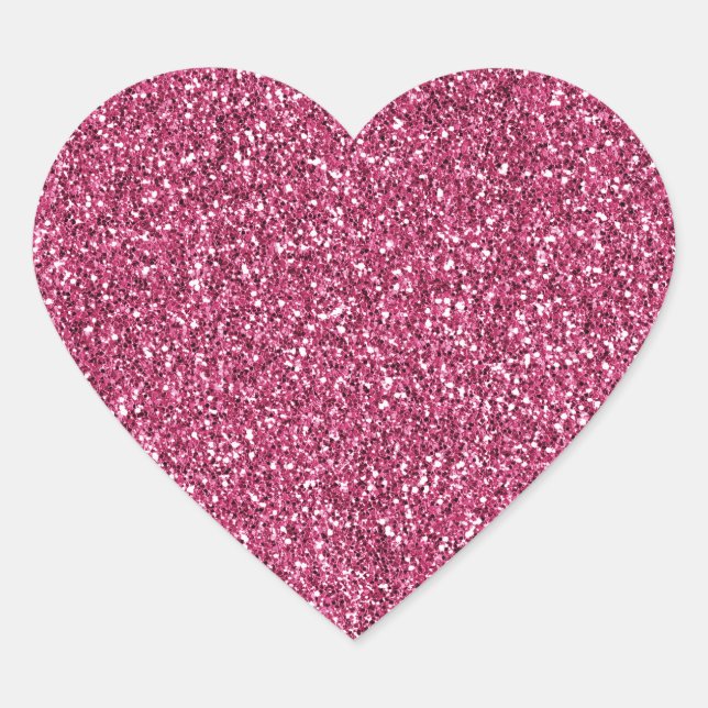 Girly Pink Glitter     Heart Sticker (Front)