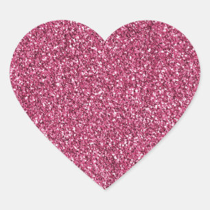 Girly Pink Glitter Heart Sticker