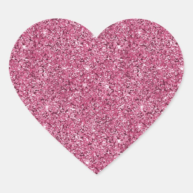 Girly Pink Glitter Heart Sticker (Front)