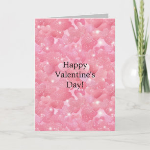 Girly Pink Glitter Hearts Card