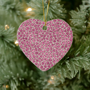 Girly Pink Glitter Leopard Print Ceramic Tree Decoration