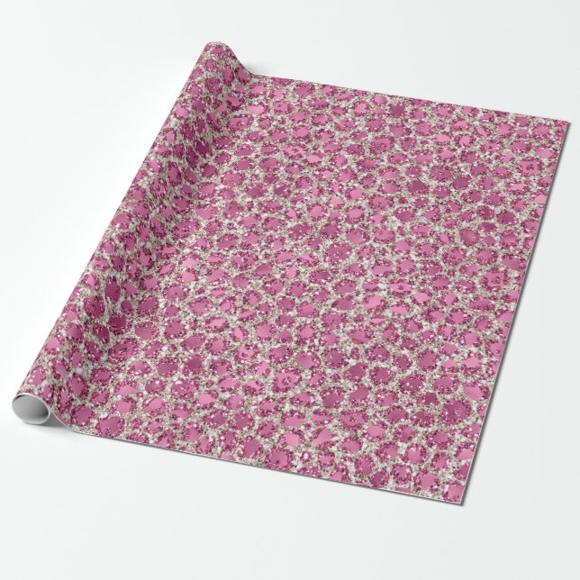 Girly Pink Glitter Leopard Print       Wrapping Paper (Unrolled)