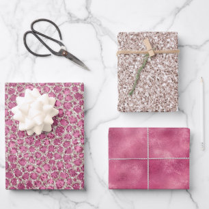 Girly Pink Glitter Leopard Print          Wrapping Paper Sheet