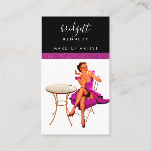 Girly Pink Glitter Makeup Artist Hair Salon  Business Card