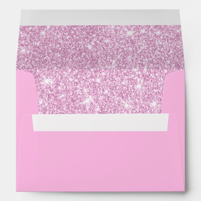 Girly Pink Glitter Modern Elegant Envelope (Back (Bottom))
