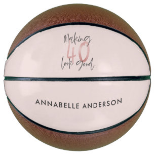 Girly pink glitter modern stylish 40th birthday  basketball