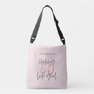 Girly pink glitter modern stylish 40th birthday   crossbody bag
