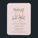 Girly pink glitter modern stylish 40th birthday magnet<br><div class="desc">Making 40 look good girly pink glitter birthday invitation. Modern script text monochrome design. Part of a collection.</div>