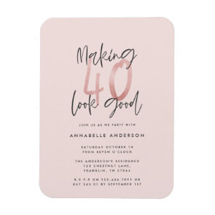 Girly pink glitter modern stylish 40th birthday magnet