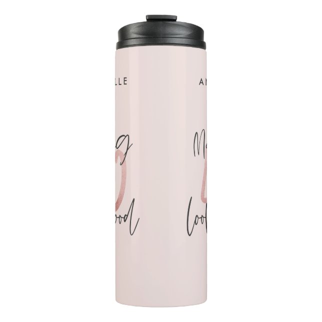 Girly pink glitter modern stylish 40th birthday  thermal tumbler (Front)