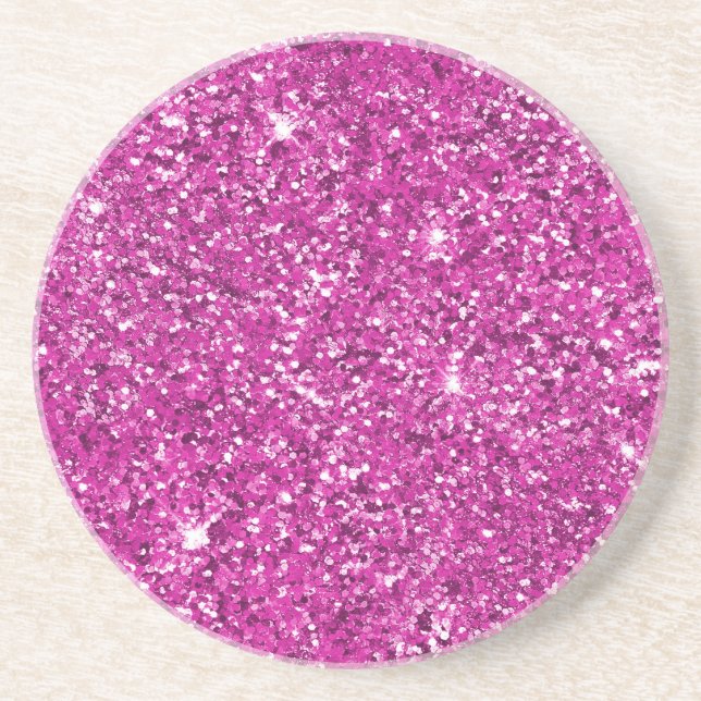 Girly Pink Glitter Ombre Sparkle        Coaster (Front)