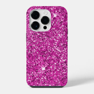 Girly Pink Glitter Ombre Sparkle iPhone 14 Pro Case