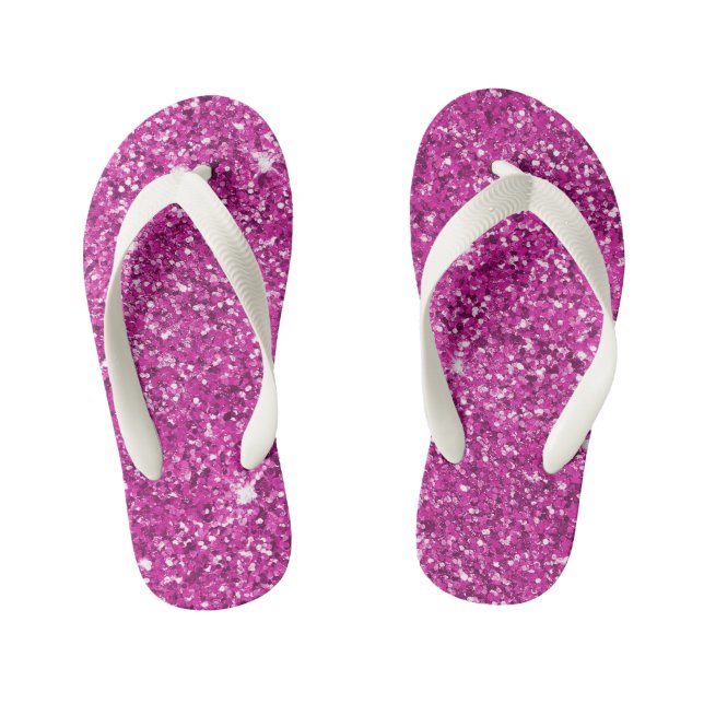 Girly Pink Glitter Ombre Sparkle           Kid's Flip Flops (Footbed)