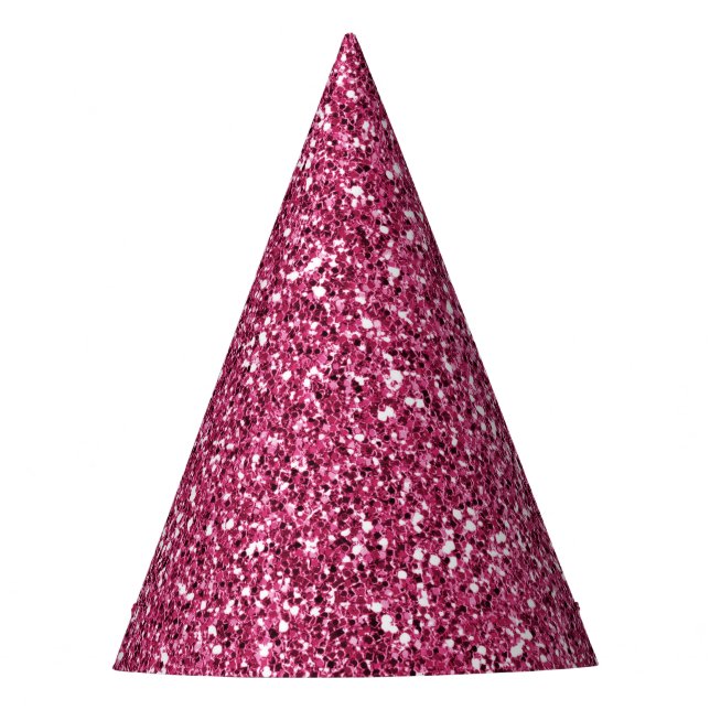Girly Pink Glitter Party Hat (Front)