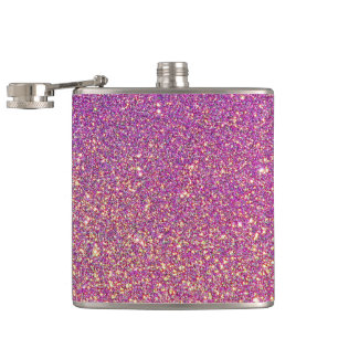 Girly Pink Glitter Pattern Hip Flask