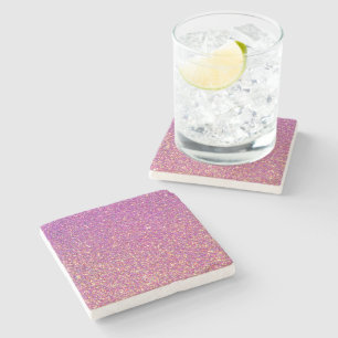Girly Pink Glitter Pattern Stone Coaster