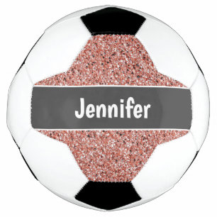 Girly Pink Glitter Personalised Kids Football