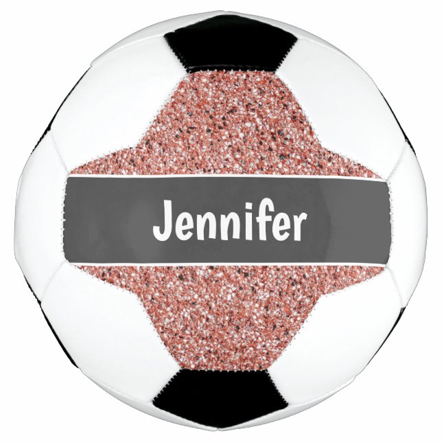 Girly Pink Glitter Personalised Kids Football (Front)