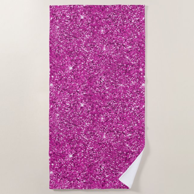 Girly Pink Glitter Sparkle            Beach Towel (Front)