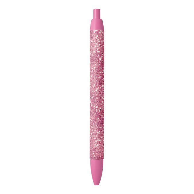 Girly Pink Glitter Sparkle Glitz        Black Ink Pen (Front Vertical)