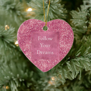 Girly Pink Glitter Sparkle Glitz Ceramic Tree Decoration