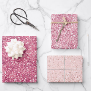 Girly Pink Glitter Sparkle Glitz      Wrapping Paper Sheet