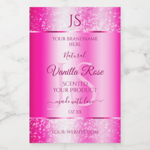 Girly Pink Glitter Stars Product Labels Monogram