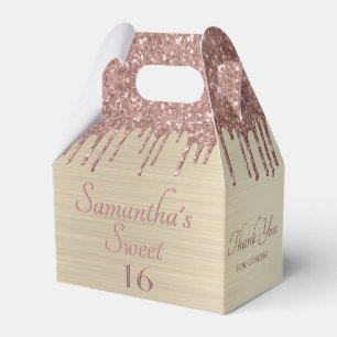 Girly Pink Glitter Sweet 16 Birthday Thank You Favour Box