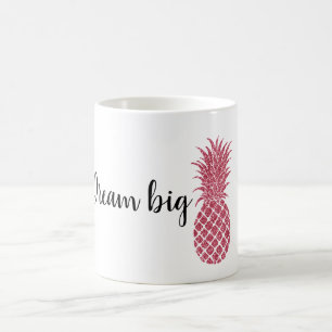 Girly Pink Glitter Tropical Pineapple Coffee Mug