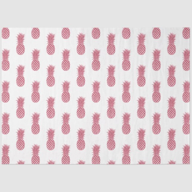 Girly Pink Glitter Tropical Pineapples Tissue Paper (Front)