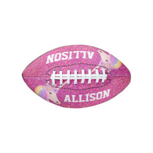 Girly Pink Glitter Unicorn Kids Personalised American Football